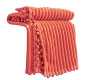 DISSA Flanel fleecedeken met kwastjes, wollig, zacht, warm, comfortabel, perfect voor bank, bed, bank, 130 x 160 cm, koraal