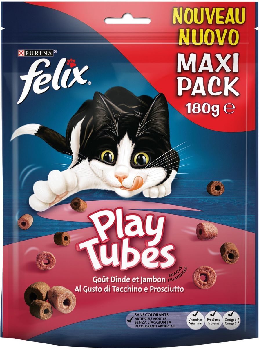 FELIX PlayTubes Turkey & Ham - Kattensnack - 5 x 180 g