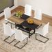 STILVORA Table de salle à manger 160 x 90 cm - Table avec étagère de rangement et 6 chaises - Blanc