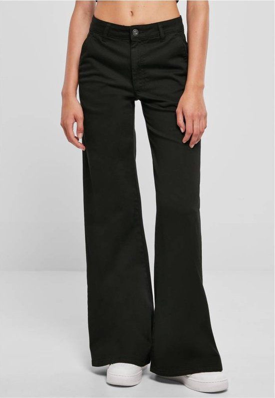 Urban Classics High Waist Wide Leg Chino Pants - Black - W29