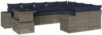 vidaXL 10-delige dining loungeset met kussens, grijs, polyrotan