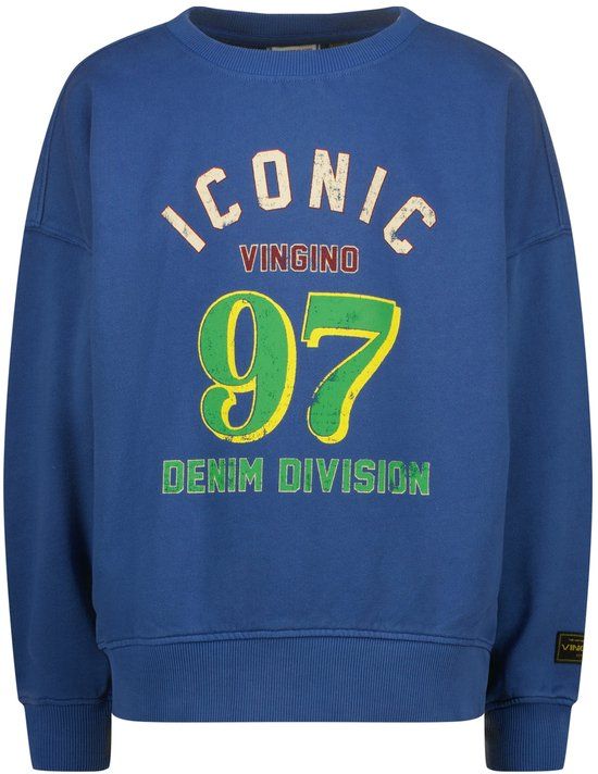 Vingino Nishan Jongens Sweater Blauw Katoen Ronde Hals Lange Mouw Maat 152