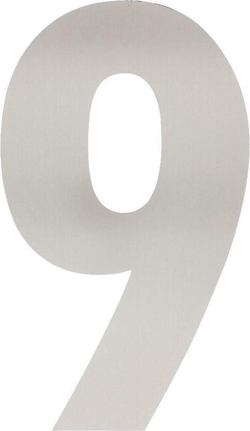 Intersteel Huisnummer 9 XL - 30 cm - RVS Geborsteld