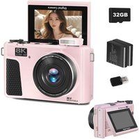 SZSMART WD3 8K 88MP autofocus vlogcamera met wifi, 3 inch 180° kantelbaar scherm en 18x zoom, 32 GB + 2 batterijen - Roze