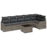 vidaXL Tuinbank Set 7-delig Zwart Poly Rattan