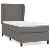 VidaXL Boxspringbed met matras, kunstleer, grijs, 90x190 cm