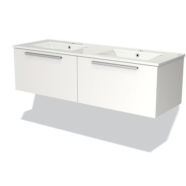 Maxaro Badkamermeubel 140cm Modulo Mat Wit 2 Lades Vlak Wastafel Keramiek