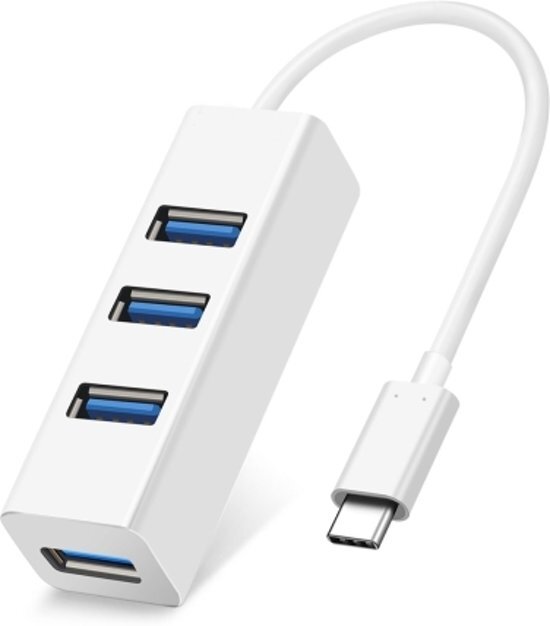 TrendParts Snelle USB-C (Type C) naar 4X USB 3.0 Adapter Hub Splitter Switch Kabel WIT Premium Kwaliteit
