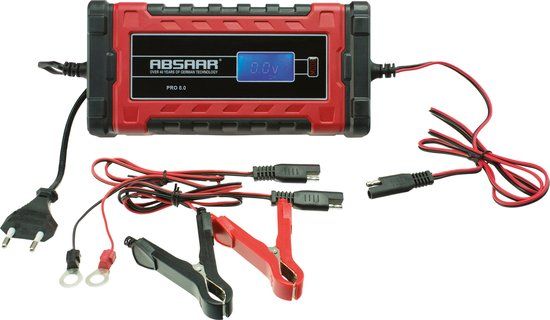 Absaar Acculader Pro 8.0 - 12/24V - 8A - Rood/Zwart