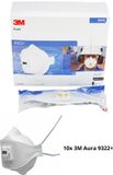 3M Aura™ 3M 9322+ 9322+ Fijnstofmasker met ventiel - Stofmasker met ventiel FFP2 D 10 stuk(s)