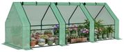 Serre d'extérieur - Serre de jardin 270x90x90 cm - 3 fenêtres - Cadre en acier - Film PE 140 g - Étanche - Vert
