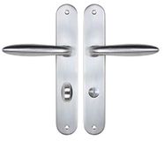 Bricard 984056 Set zamak handgrepen op schetsplaat voor badkamerdeur, toilet (vergrendeling), zilver