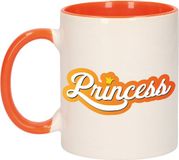 Bellatio Decorations Shoppartners Bv Koningsdag Princess mok wit en oranje - 300 ml - Keramiek - Vaatwasserbestendig