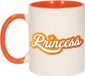 Bellatio Decorations Shoppartners Bv Koningsdag Princess mok wit en oranje - 300 ml - Keramiek - Vaatwasserbestendig