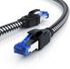 Primewire LAN-kabel CAT 8, patchkabel, 40 Gbit/s, netwerkkabel, S/FTP, dubbele afscherming, RJ45-connectoren, katoenen omhulling, vergulde contacten, 1 stuk, 2 meter, zwart