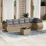 Maison Exclusive - Ensemble de jardin, 7 pièces, avec coussins, beige, en polyrotin