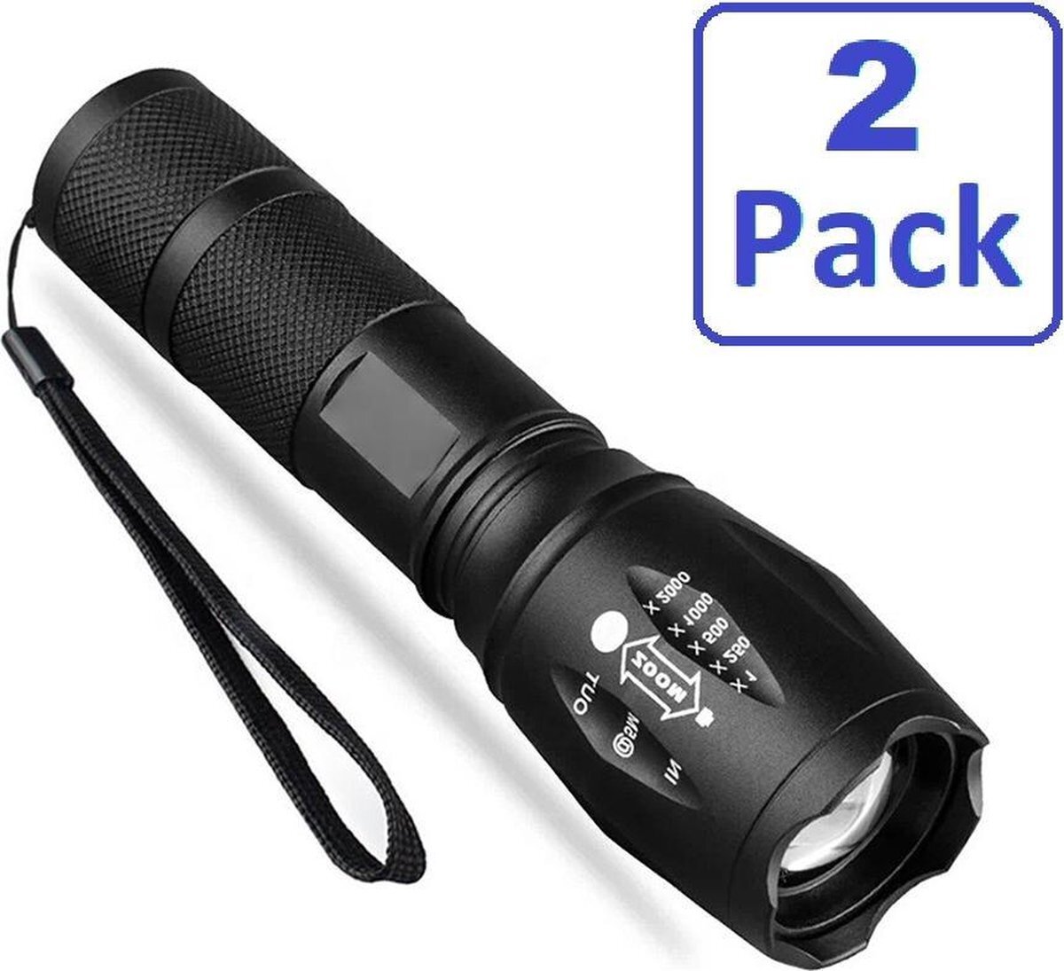 JBE Zaklamp 2000 Lumen LED Zaklamp Waterdicht + Inzoombaar zaklamp