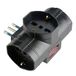 POLY POOL PP2385.1X Adapter Triple stopcontact multisize met veiligheidsschakelaar – 3 stopcontacten pluristandaard P40 – meervoudige adapter – kleine stopcontacten, zwart