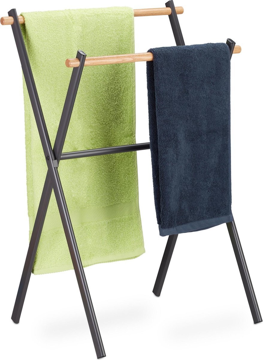 Relaxdays handdoekenrek - handdoekrek - badkamer - handdoekhouder - standaard - staand