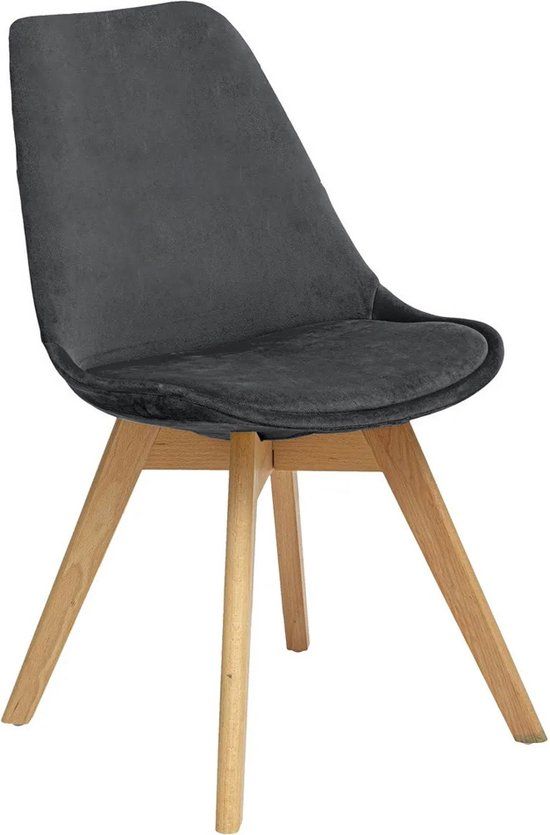 Velvet Eetkamerstoel Berenice Grijs - Grijs - Scandinavisch & Basic