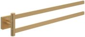 Villeroy & Boch Elements - Striking handdoekhouder twee armen, handdoekhouder badkamer voor wandmontage, handdoekstang van messing, hoekig, lengte 410 mm, geborsteld goud