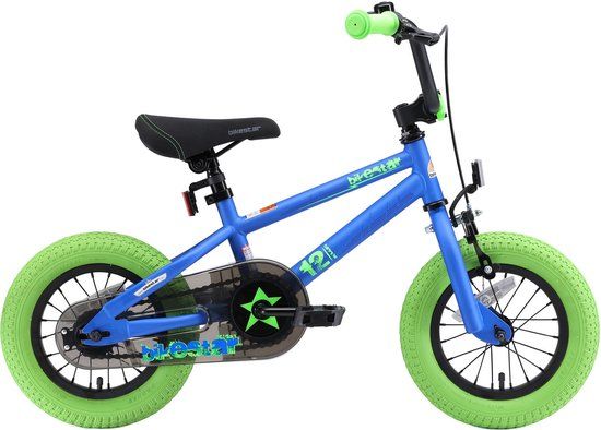 Bikestar 12 inch BMX Kinderfiets - Blauw/Groen