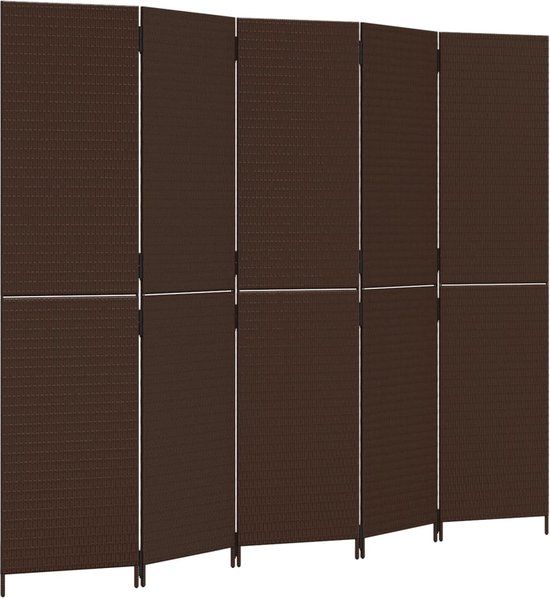 vidaXL Kamerscherm 5 panelen poly rattan bruin