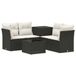 vidaXL - Bankstel - 6 - st - Zwart - en - Crème - Wit - Poly - Rattan - en - Staal