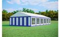 Tonnelle 6x12 m PREMIUM – PVC 500 g/m², ignifuge, cadre au sol + renforts de toit, jusqu'à 150 personnes - Bleu-blanc