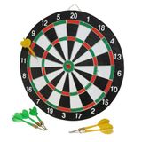 Idena Dartbord met 2 zijden, Diameter 29 cm, Incl. 6 Dartpijlen en Spelinstructies