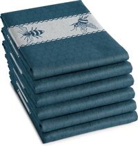 DDDDD Bees Theedoek Set - 6 stuks - Katoen - Honingraatprint - Petrol