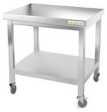 GOLDINOX Plan de travail en acier inoxydable, châssis 600 x 600 mm avec roulettes, PREMIUM