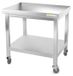 GOLDINOX Plan de travail en acier inoxydable, châssis 600 x 600 mm avec roulettes, PREMIUM