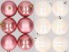 Kaemingk B.V. 12x pièces boules de Noël en plastique mélange de rose poudré et blanc nacré 8 cm