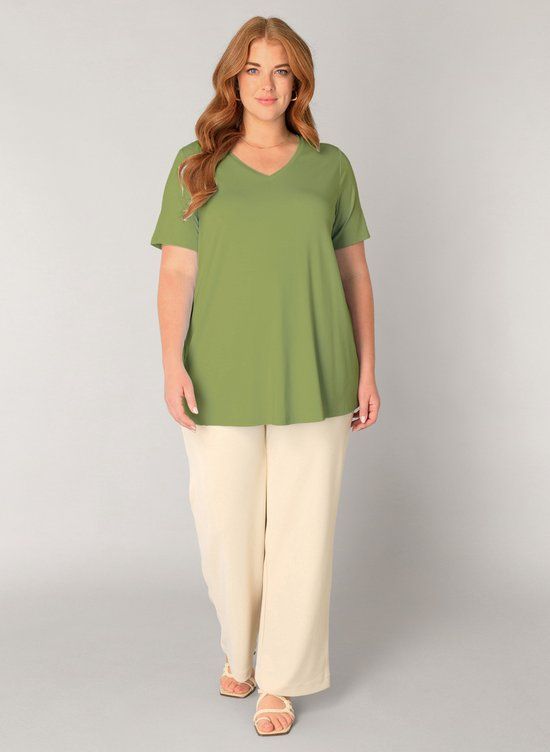 BASE LEVEL CURVY Alba T-Shirts - Green - maat X-0(44)