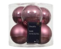 Decoris Boules de Noël verre d8 cm vintage rose 6 pc