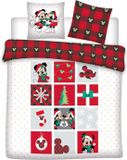 Disney Minnie Mouse Disney Mickey & Minnie Mouse Dekbedovertrek Christmas - Flanel - Tweepersoons - Wit/Rood - 220x240 cm