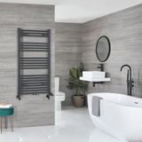 Hudson Reed Sèche-serviettes Dual Fuel / Hybride Antraciet Vlak - 118,8cm x 60cm - Incl. 600W Verwarmingselement, T-Stuk en Radiatorkranen | Neva