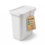 BigDean Poubelle de 12 litres avec couvercle, poignée et système de fixation de sacs poubelle