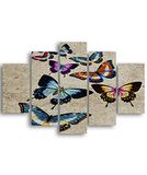 Homemania Wandafbeelding, vlinders, 5 dieren per woonkamer, meerkleurig, 95 x 0,3 x 60 cm, HM205MDF281, MDF