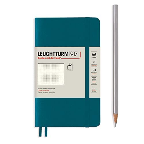 Leuchtturm1917 - Pocket A6 gestippelde softcover notebook (Pacific Groen) - 123 genummerde pagina's