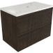 Saniclass Badkamermeubelset - 80x45x63cm - Dia marmeren wastafelblad gepolijst (wit) - 1 kraangat - 2 lades - mat eiken charcoal (hout) SW1420802/SW728216