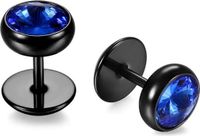Mendes Lookinggoodtoday Stud oorbellen heren Glassteen Blauw