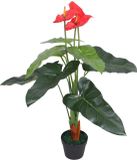 vidaXL Kunst anthurium plant met pot 90 cm rood en geel