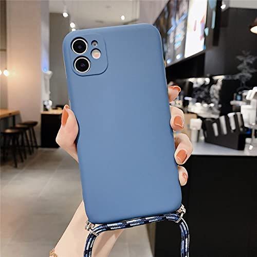 HUILUN Crossbody Lanyard Siliconen Telefoonhoes voor iPhone 13 12 11 Pro Max XS X XR 8 7 Plus SE 2020 - middernachtblauw - voor iPhone 13Pro Max