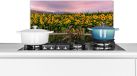 KitchenYeah Spatscherm keuken 60x30 cm - Zonnebloem - Aluminium