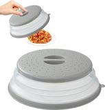 OEM Twee vouwbare magnetronafdekkingen met een rooster, anti-spatplaat voor magnetronplaten. Voorkomt spatten en kan ook gebruikt worden als filtermand voor groenten en fruit. BPA-vrij
