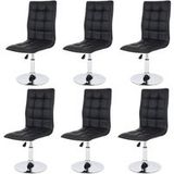 Générique HWC-C41 Set van 6 eetkamerstoelen, keukenstoel, in hoogte verstelbaar draaibaar, kunstleer MVG-gecertificeerd ~ zwart