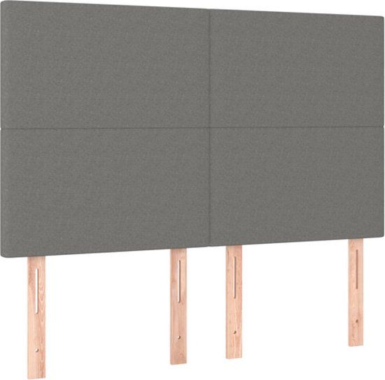 vidaXL Hoofdbord donkergrijs Stof 144x5x118/128 cm