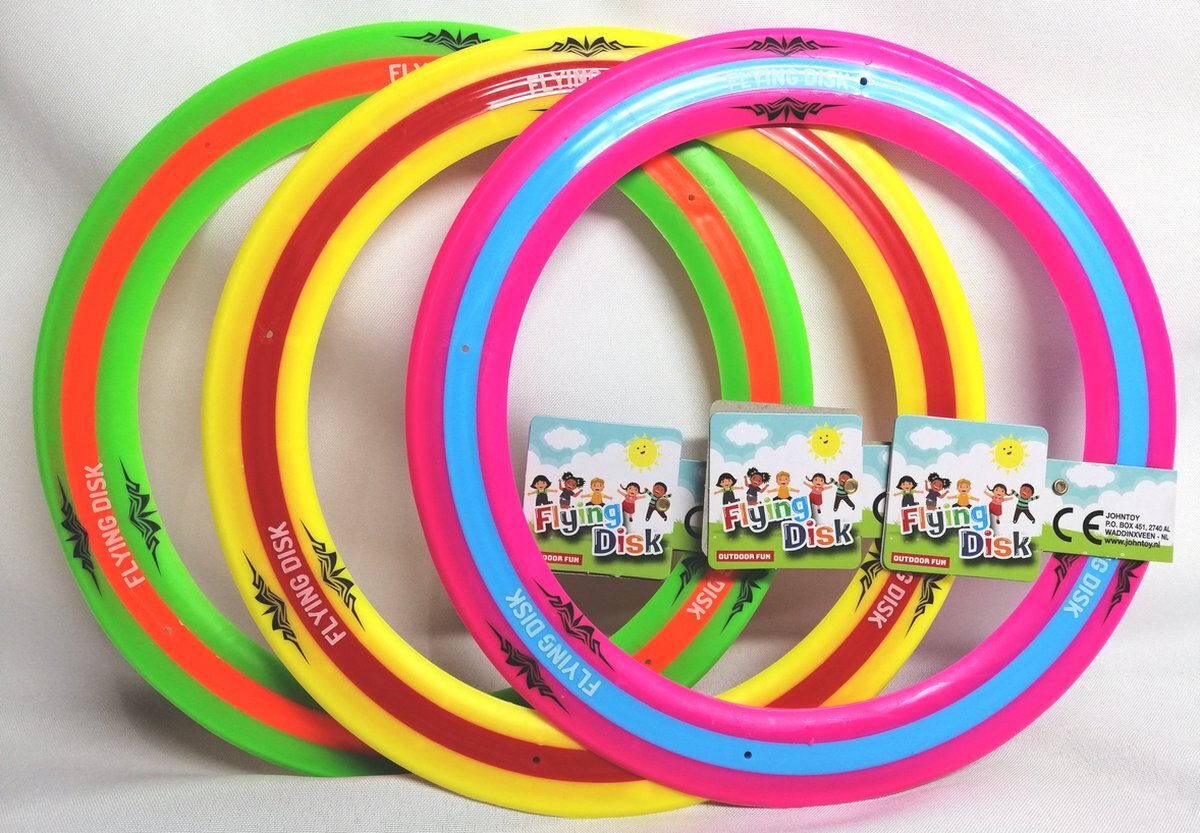 Johntoy Frisbee - Ring - 25 cm - Zeer Stabiel - Siliconen Rand - Diverse Frisse Kleuren - Buiten Spelen - Kado Tip !!